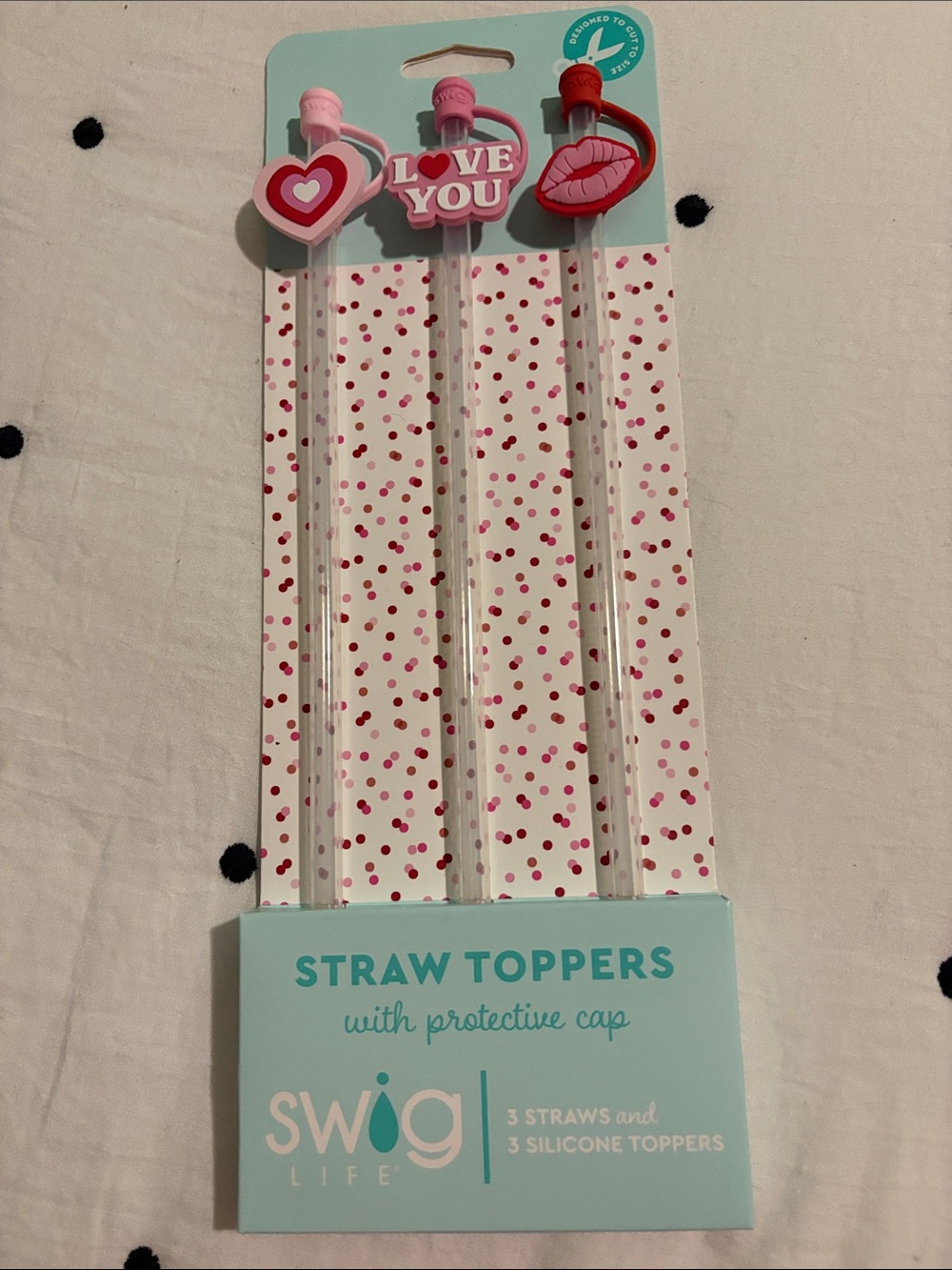 Swig Life Pink Valentine Straw Toppers (3-Pack)